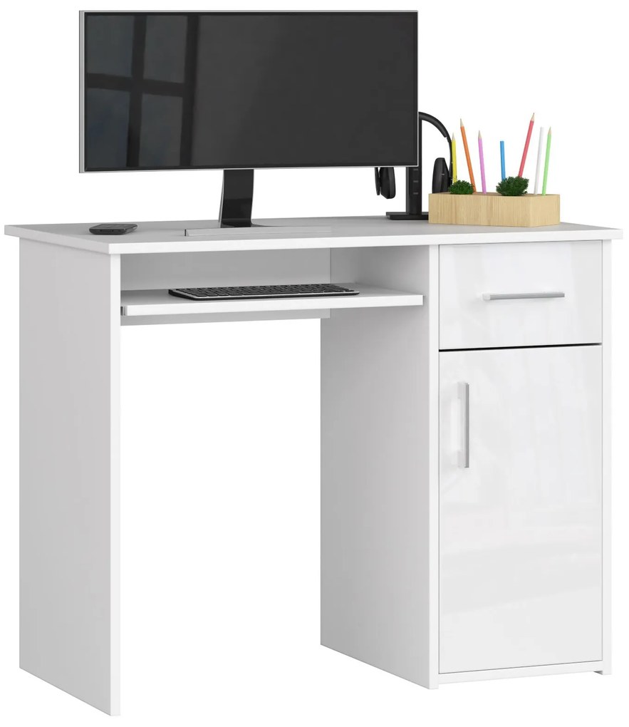 PC asztal Padma (fehér + fényes fehér). Akció -15%. 1068713