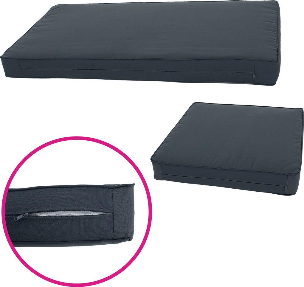 Kerti rattan szett, akácfa, fekete/szürke/természetes, MALKOM