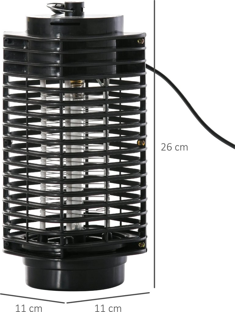 Outsunny Rovarriasztó Lámpa, Elektromos Benti és Kinti Moszkitó Ölő, 3W LED, Elektromos Légy Ölő Lógó Kampóval, Fekete Rovarriasztó Lámpa | Aosom