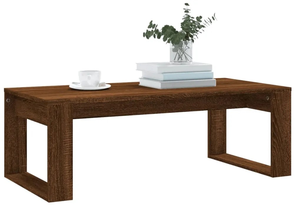 Barna tölgyszínű szerelt fa dohányzóasztal 102x50x35 cm