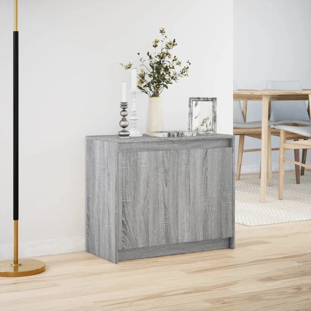 szürke sonoma szerelt fa tálalószekrény LED-del 72 x 34 x 61 cm