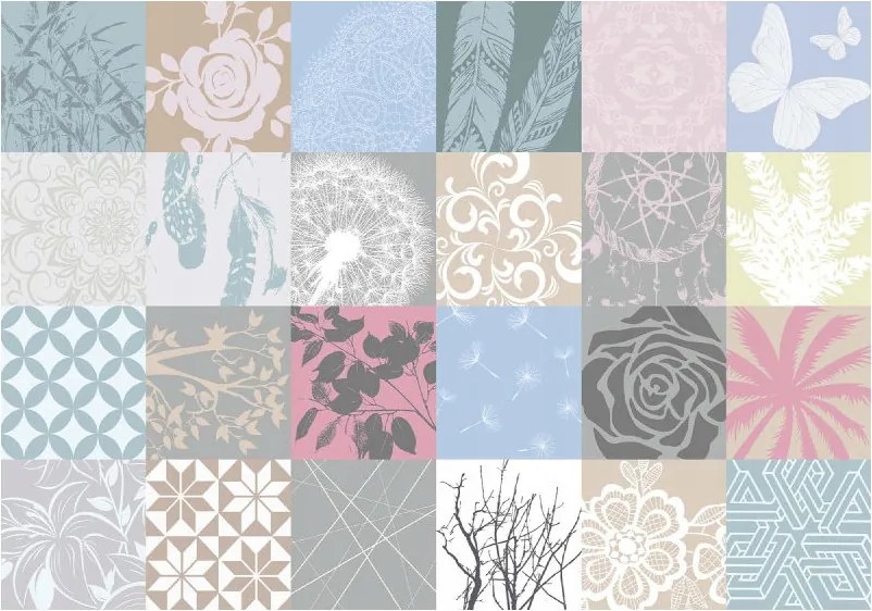 Flizelin fotótapéta Virágok Természet Geometria Bambusz stílus 312x219 +ragasztó