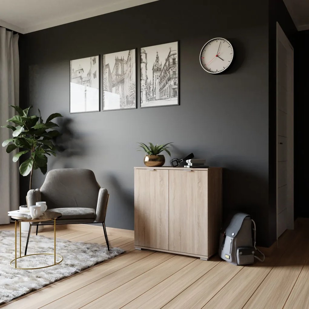 2 Ajtós Komód Tölgy Színben EASY 71,5 cm