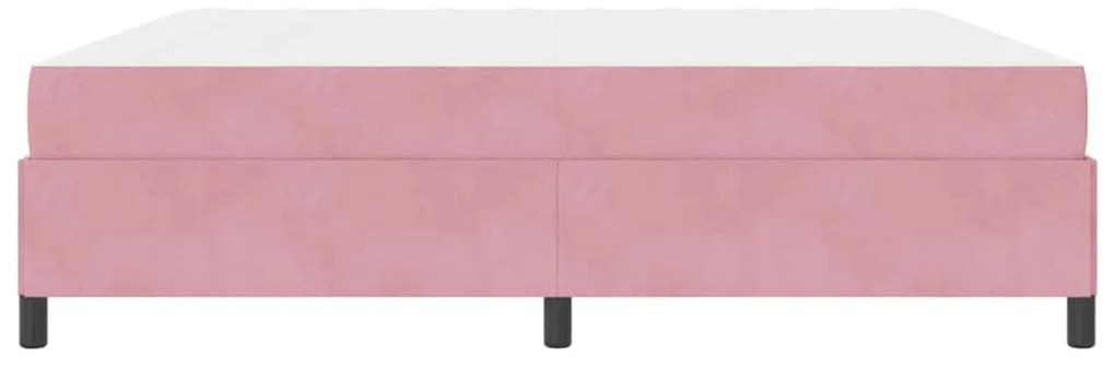 Ágykeret matracmal Rózsaszín és fehér 200 x 200 cm Bársony