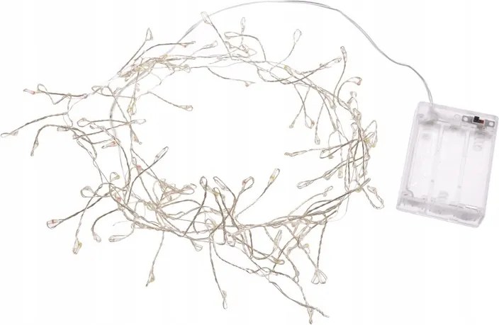 Elemmel működő karácsonyfa lámpák 100 Led multicolor 3x Aa vékony kábel