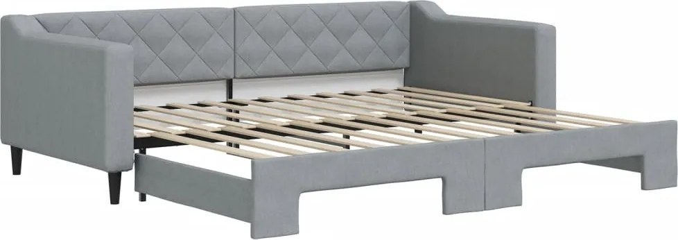 vidaXL világosszürke kihúzható szövet heverő 90 x 200 cm