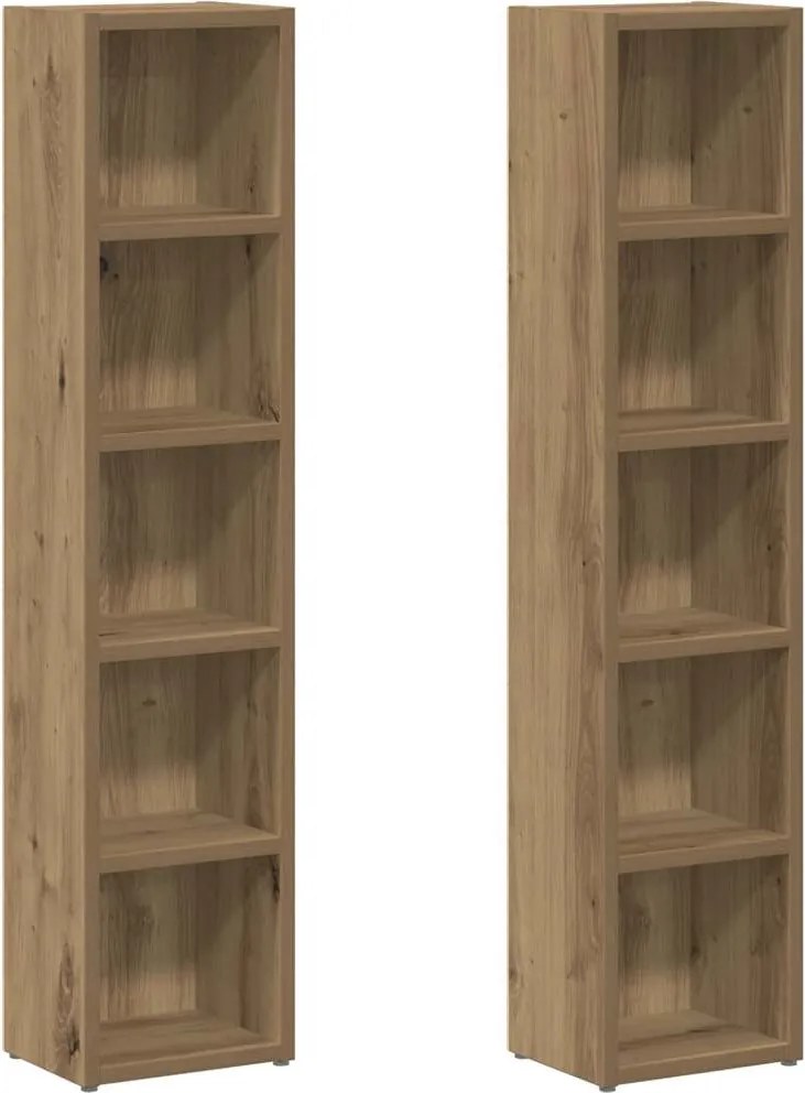 vidaXL 2 db kézműves tölgy színű szerelt fa CD-szekrény 21x16x93,5 cm