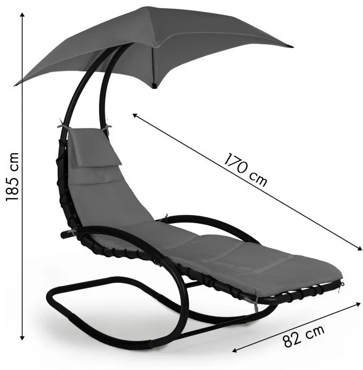 Kerti hintaágy napernyővel - szürke