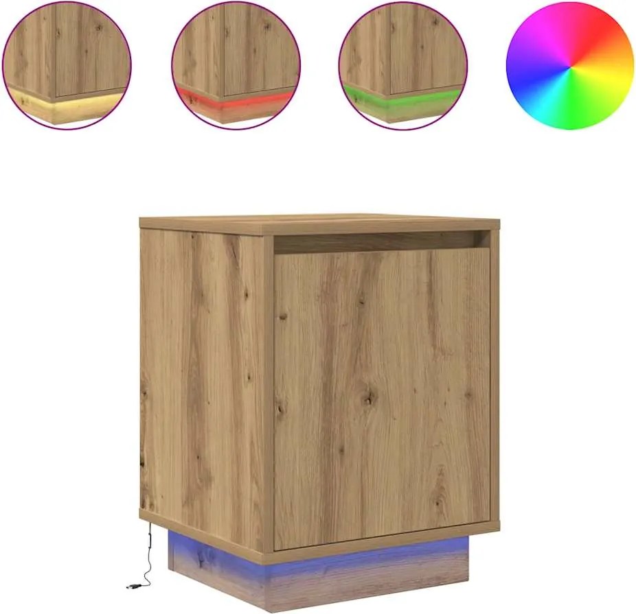 vidaXL 2 db éjjeliszekrények LED világítással 38x34x50 cm