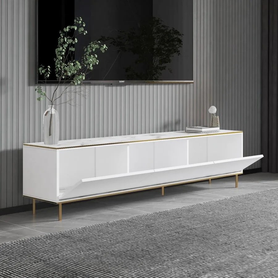 TV szekrény Imaj - Marble, White