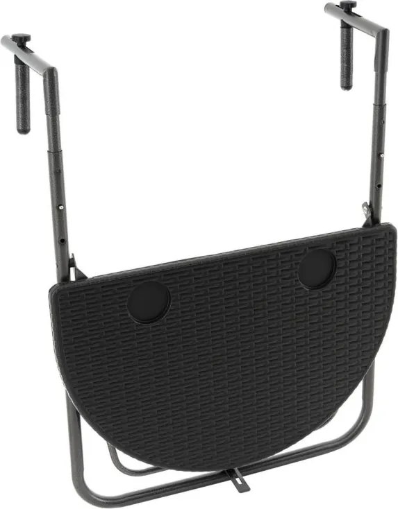 GARTHEN Függeszthető asztal 2 db rattan kinézetű szék fekete