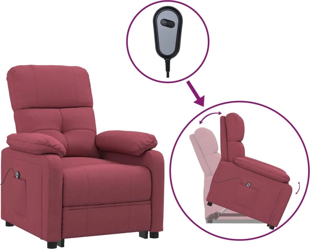 vidaXL bordó szövet felállást segítő fotel