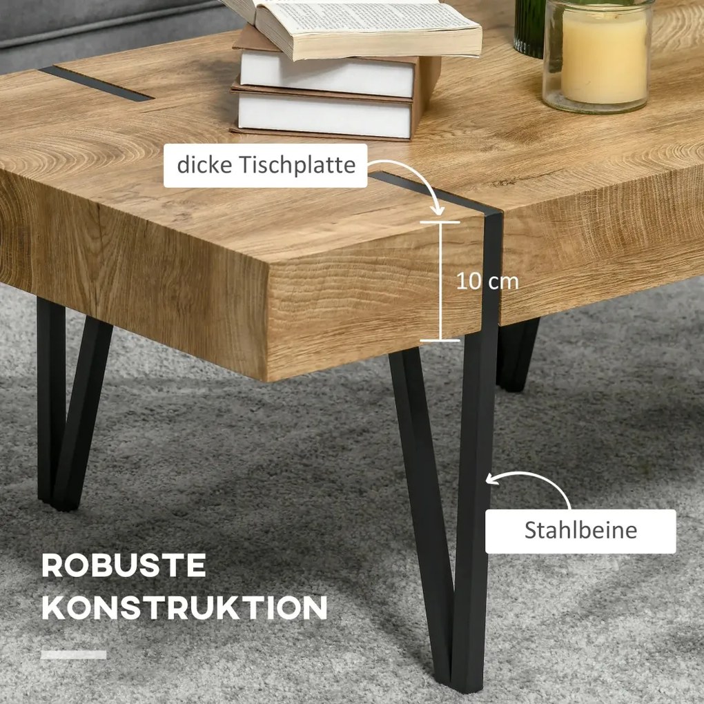HOMCOM Dohányzóasztal, ipari design, 105 cm x 60 cm x 42 cm fekete-barna