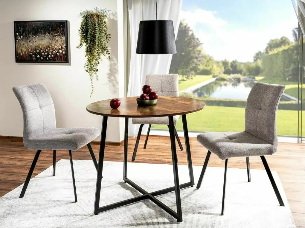AKCIÓ Kerek étkezőasztal LUNA 90 cm, rusztikus barna II. osztály