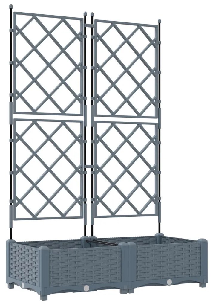 Rácsos Kerti Cserép 2 db Világosszürke 80x40x125.5 cm