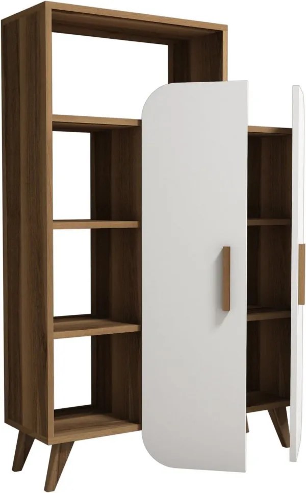 Form könyvespolc, dió-fehér, 90 cm
