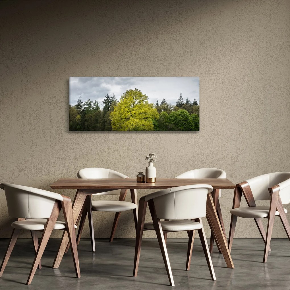Egy zöld fa képe a mező közepén (120x50 cm)