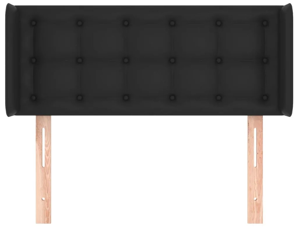 fekete műbőr szárnyas fejtámla 93x16x78/88 cm