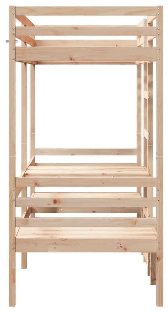 tömör fenyő galériaágy-keret asztallal és székekkel 80 x 200 cm