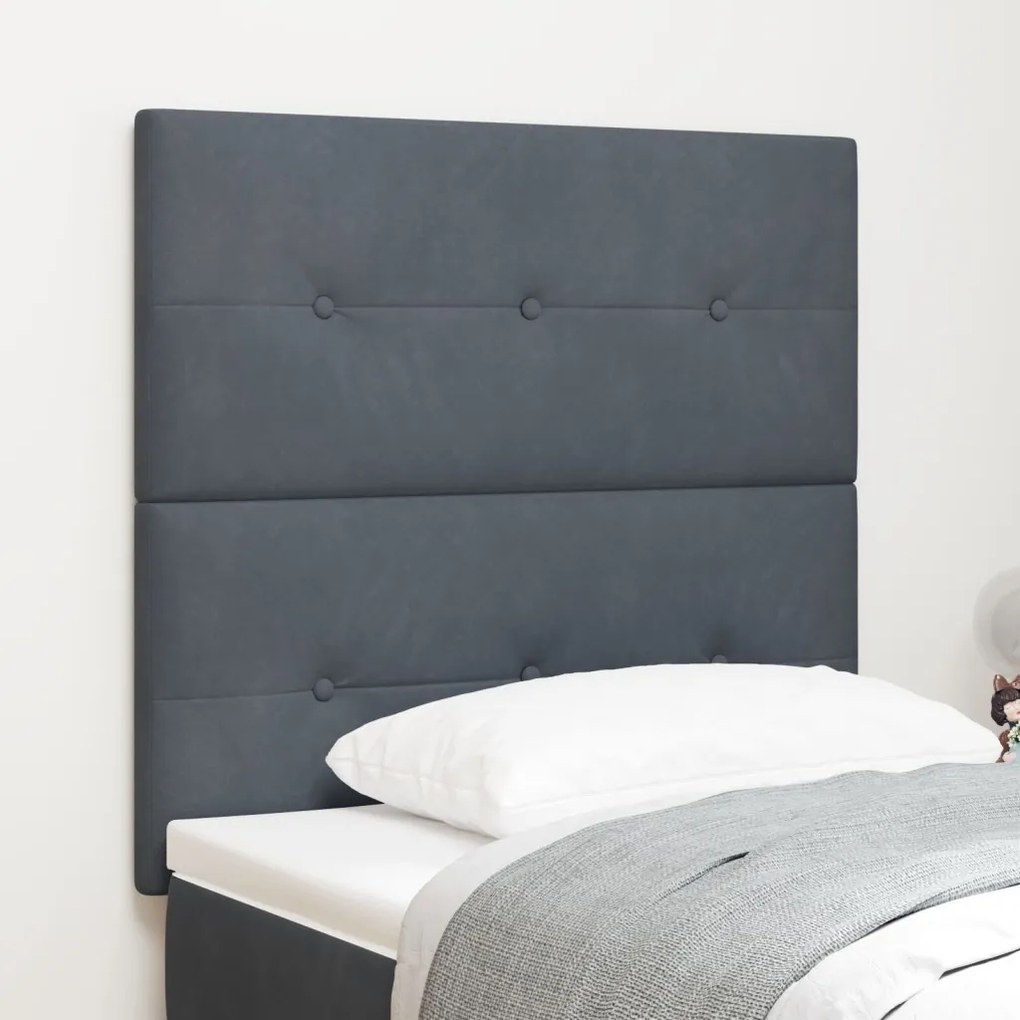Fejtámla Gombos Teljesen Szürke 100 cm Bársony