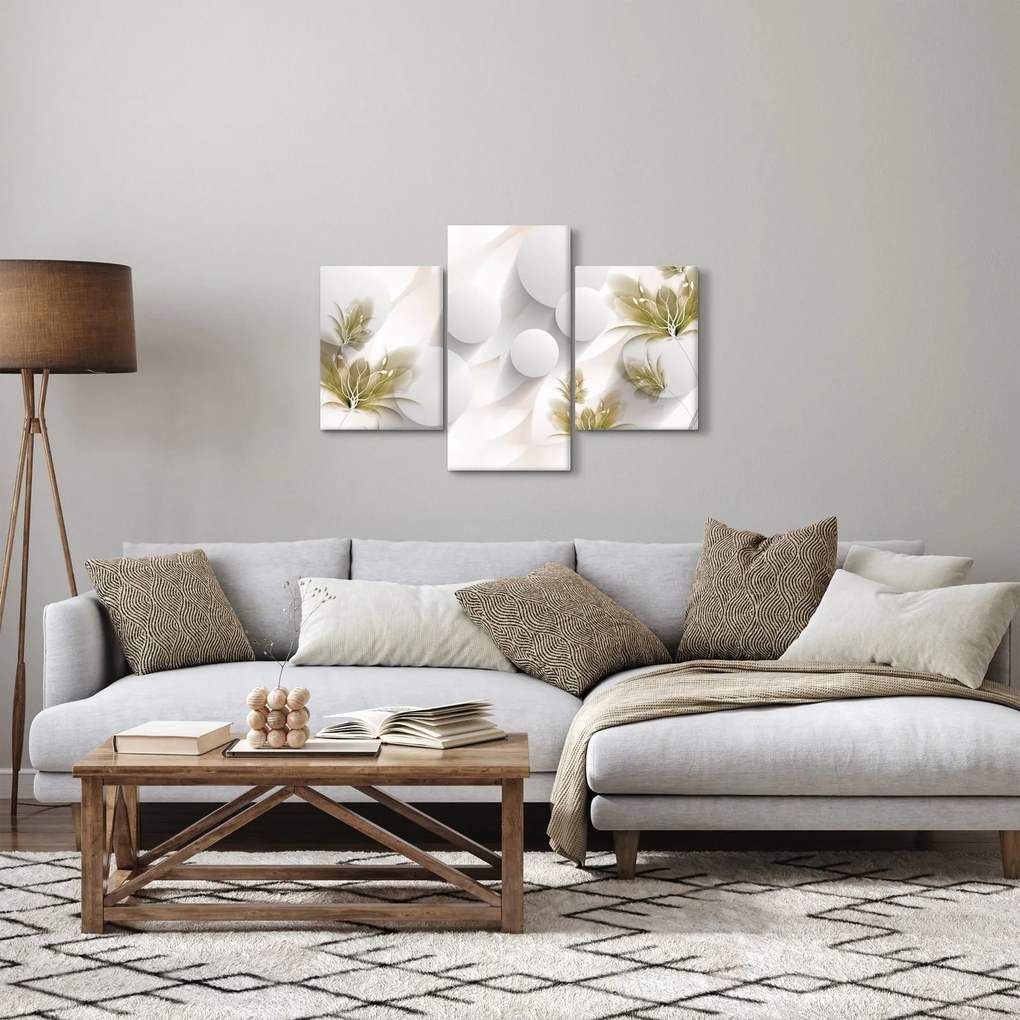 Kép - 3D körök virágokkal (90x60 cm)