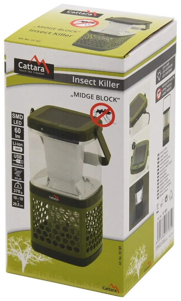Cattara Újratölthető zseblámpa és rovarfogó Midgeblock 2in1