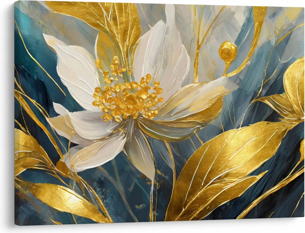 Kép - Festmény arany virágok (70x50 cm)
