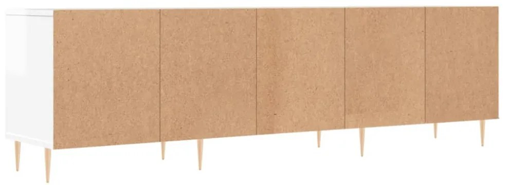 magasfényű fehér szerelt fa TV-szekrény 150 x 30 x 44,5 cm