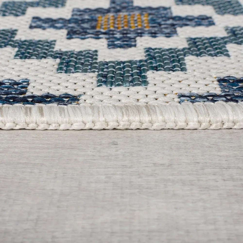 Sárga-kék kültéri-beltéri szőnyeg 160x230 cm Zia Trellis – Flair Rugs