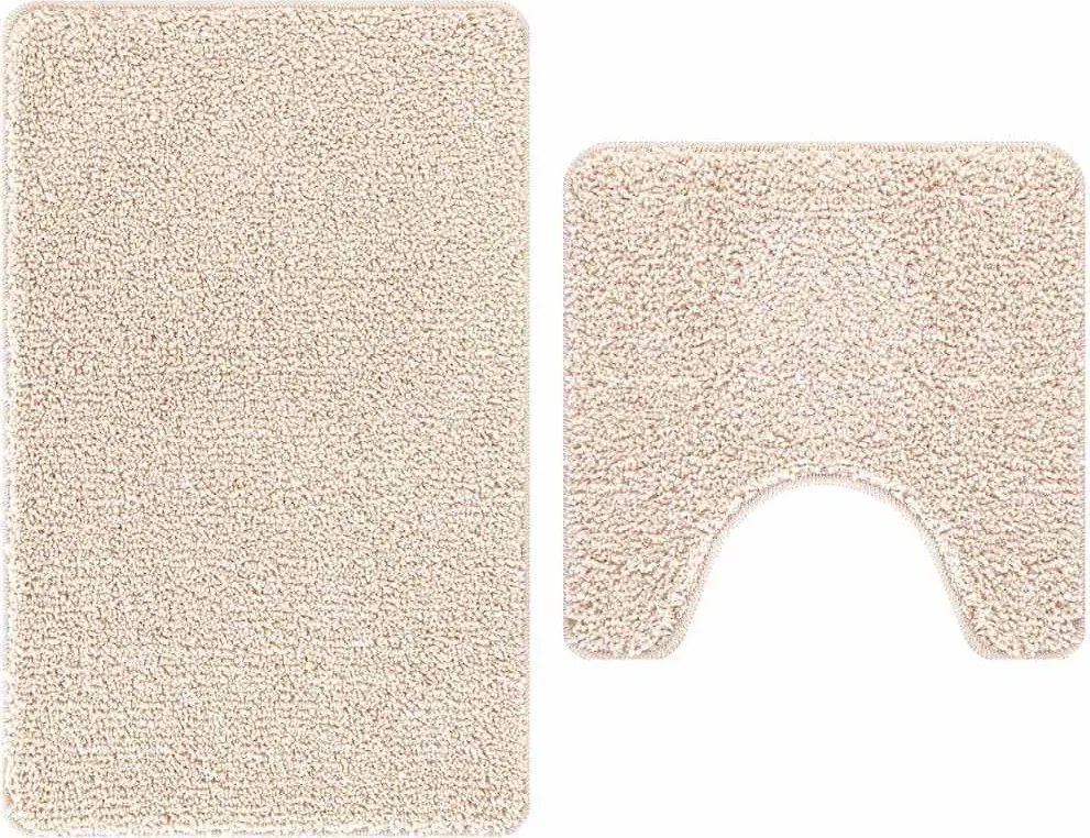 vidaXL Csúszásmentes fürdőszőnyeg készlet 2 pcs Krém PP
