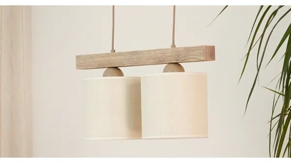 Brilagi - Csillár zsinóron FOREST 2xE27/15W/230V fenyő/barna/krémes