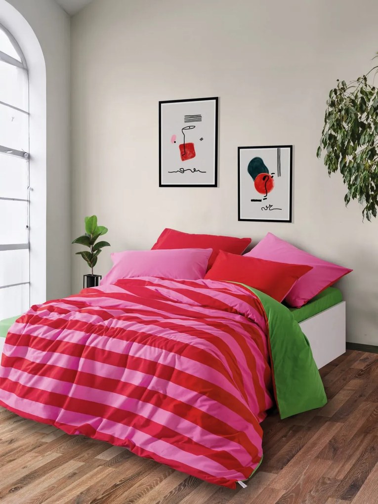 Cherie Ranforce dupla ágyneműhuzat garnitúra feszített lepedővel 160 × 200+30 cm, zöld