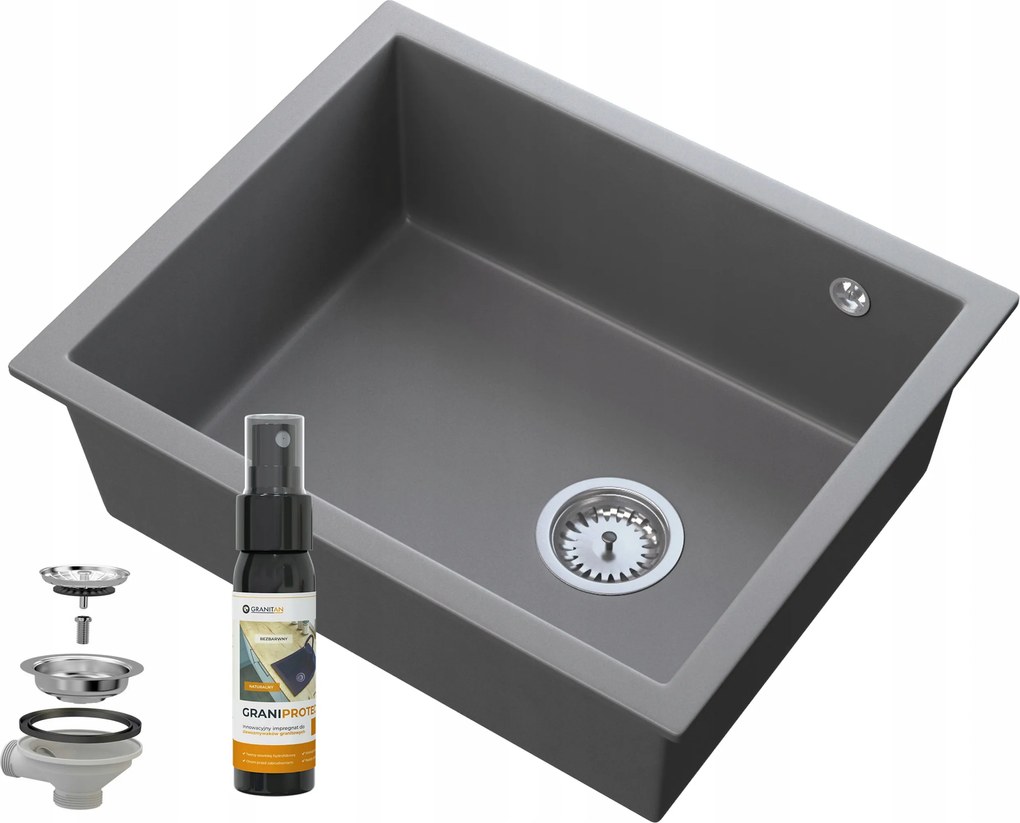 Szürke Asztali Mosogató Króm Salix Függesztett