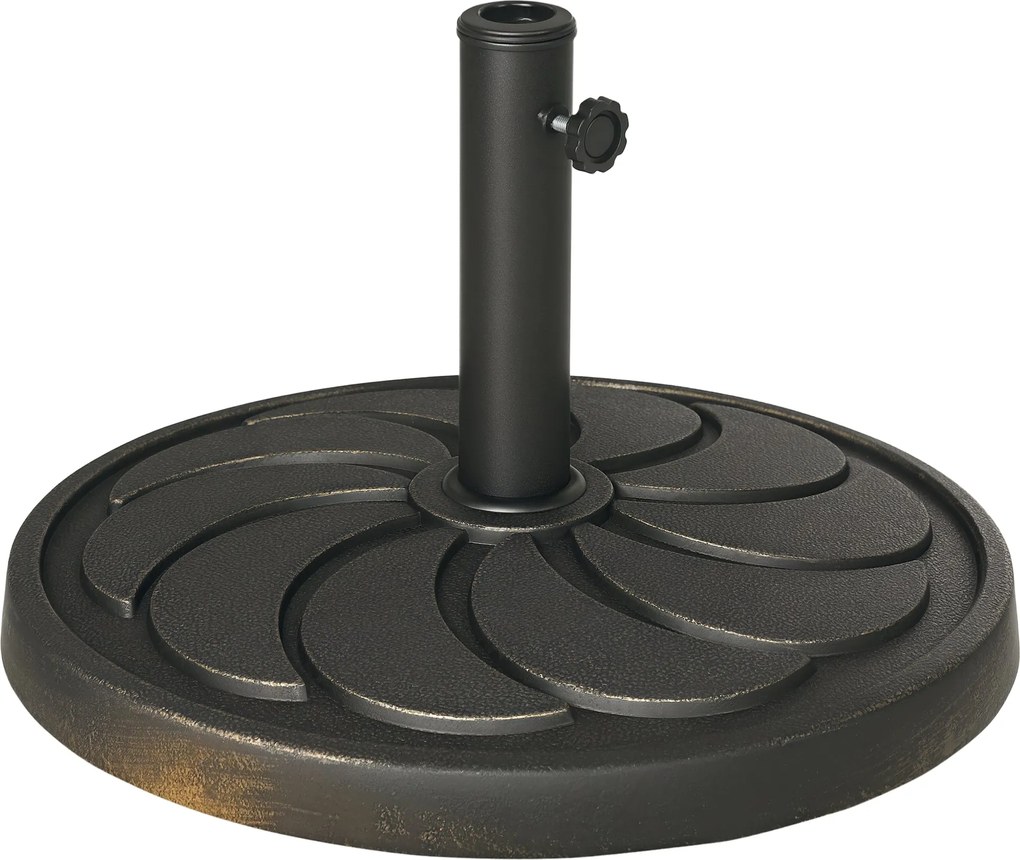 Outsunny Napernyő Talp 18 kg Kerek Napernyő Alap Ø38/48 mm-es Napernyő Kúppal, Kerek Kerti Napernyő Talp Erkélyre, Gyanta, Bronz | Aosom