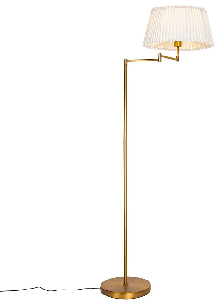 Állólámpa bronz fehér redős árnyékolóval és állítható karral - Ladas Deluxe