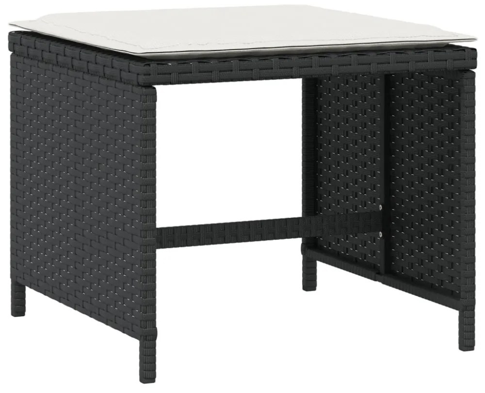 4 db fekete polyrattan kerti szék párnával 41 x 41 x 36 cm