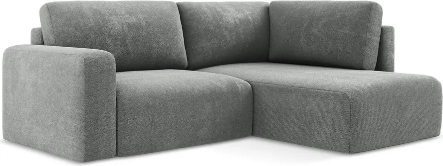 Szürke zsenília kinyitható-tárolóhelyes sarokkanapé (jobb oldali-L alakú) Kona – Makamii