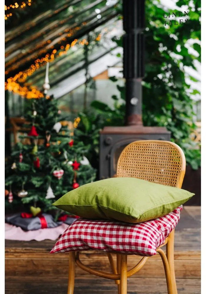 Len párnahuzat 40x40 cm Red Gingham – Linen Tales