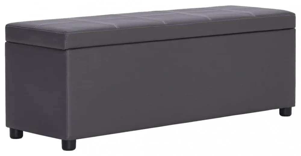 szürke műbőr pad tárolórekesszel 116 cm