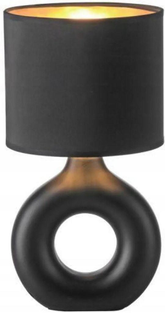 Just Light asztali lámpa, fekete/arany, szövet ernyő, E27, 30 cm, design