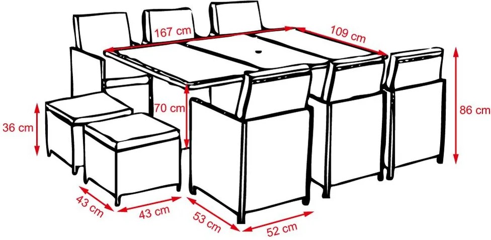 Avenberg DETROIT Nagy kerti rattan szett - Szürke