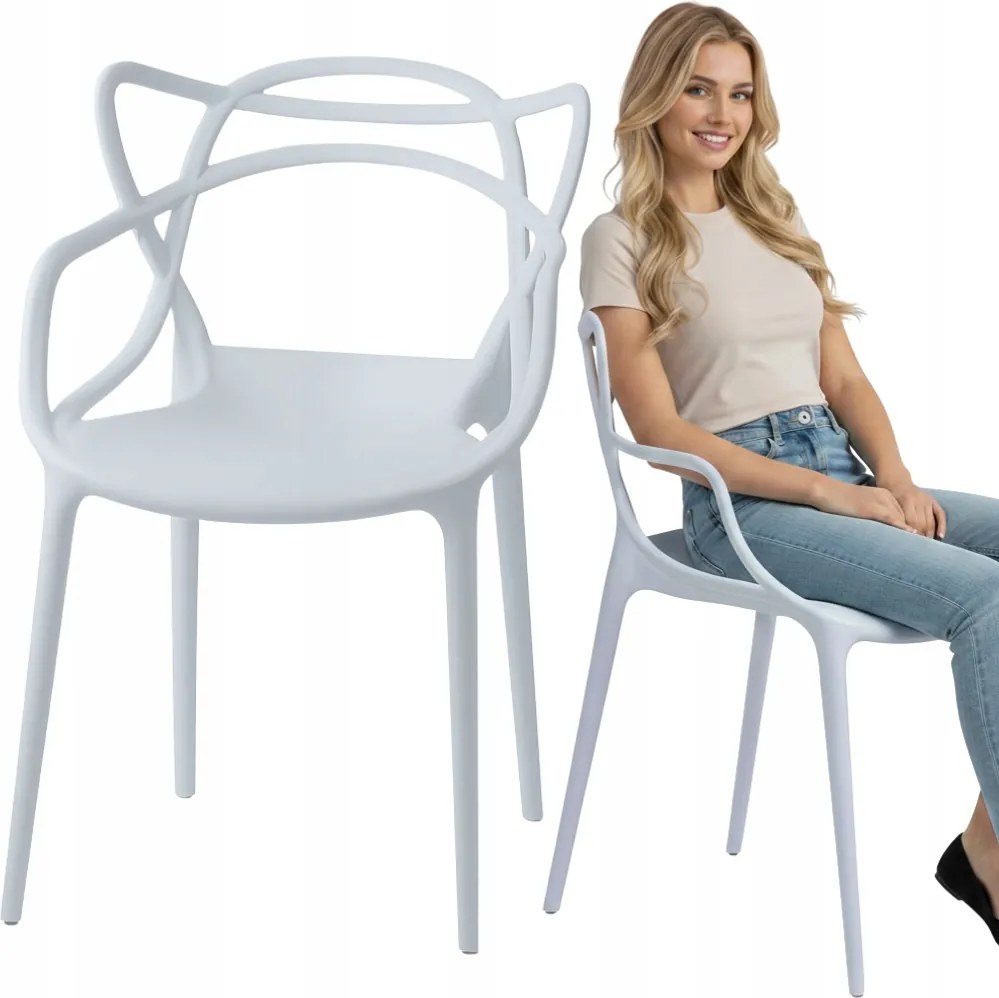 Áttört Szék Nappali Konyha Kert Műanyag Kerti Loft Fehér