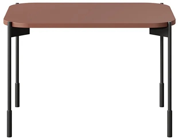 Sonatia dohányzóasztal 60 cm, téglalap alakú, fém lábakkal - bordó