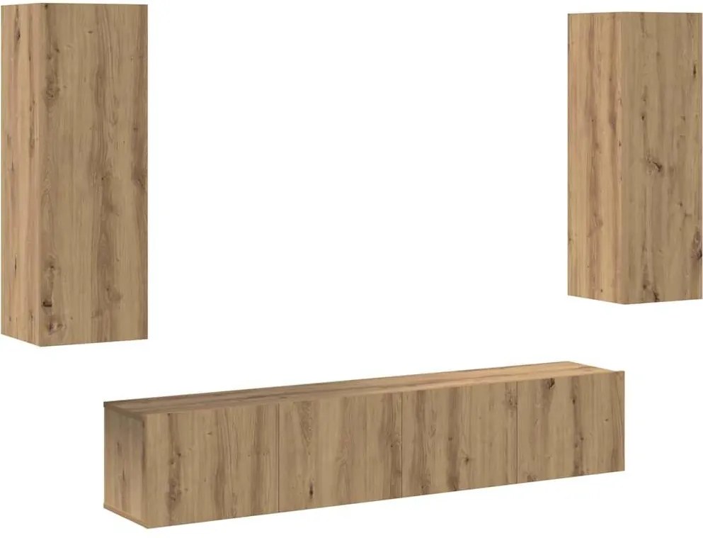vidaXL TV szekrény garnitúra 4 pcs Artisan tölgy Faanyag