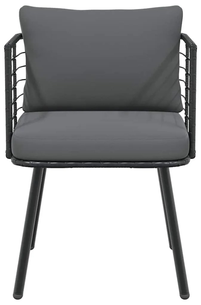 fekete polyrattan kerti szék párnákkal
