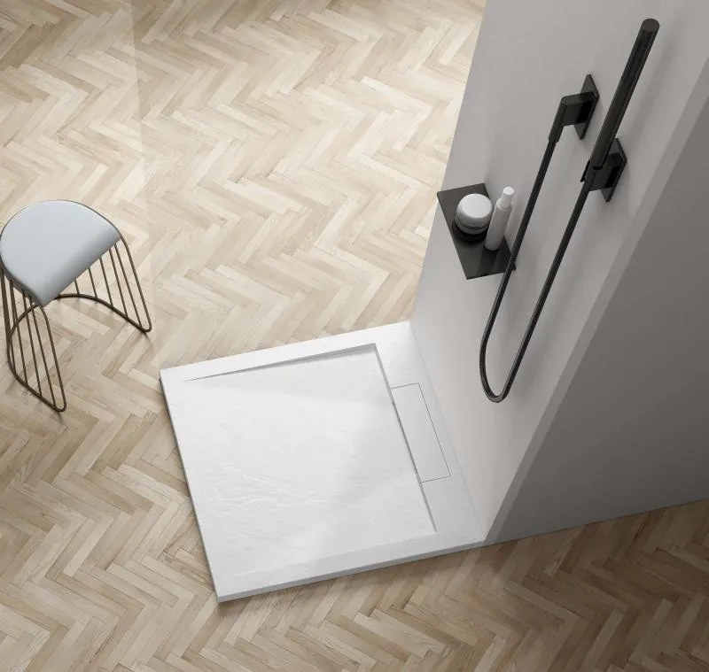 AREZZO design STONE pala hatású öntött márvány zuhanytálca, 90x90 cm-es, fehér (2 doboz)