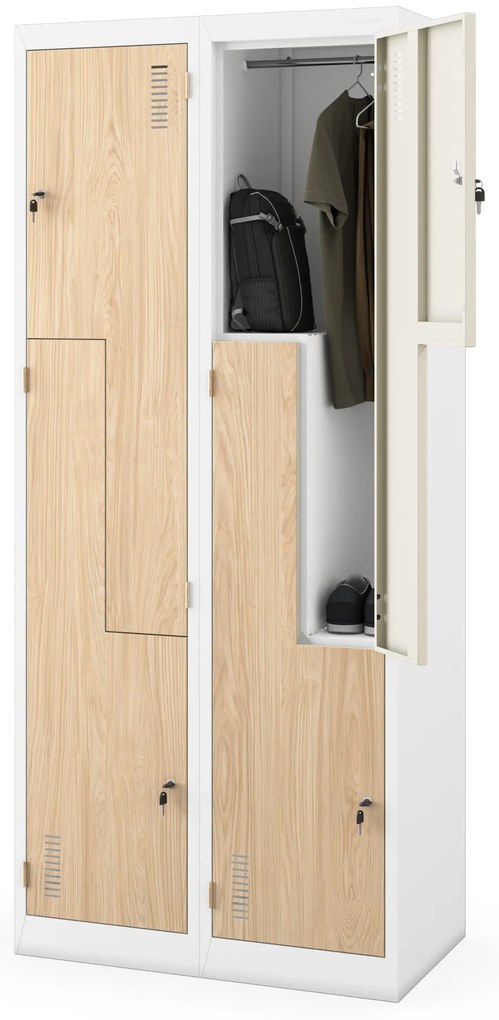 Fém öltözőszekrény JULIA, 800 x 1850 x 450 mm, Eco Design: fehér/sonoma tölgy