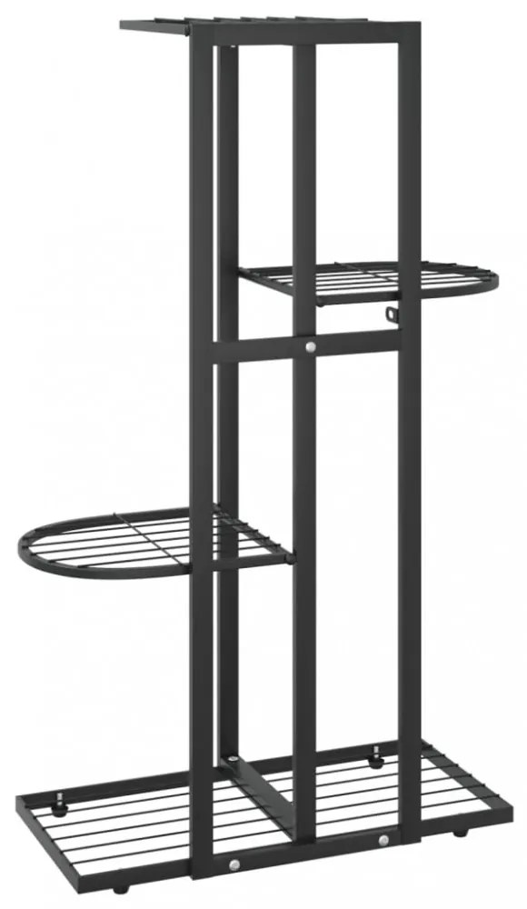 fekete 4 szintes acél virágtartó állvány 43 x 22 x 76 cm