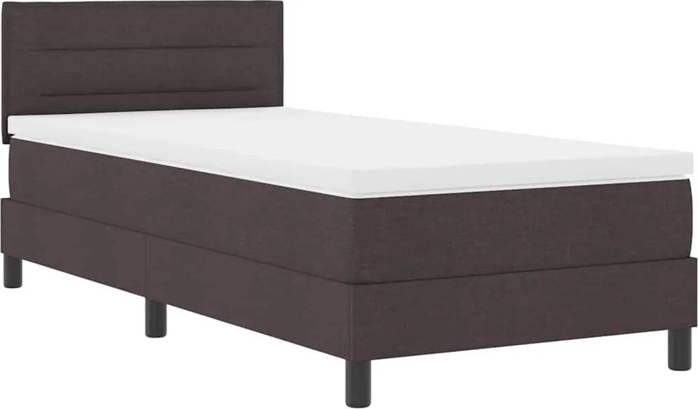 vidaXL Boxrugós ágy matracmal leddel Sötét Barna 80 x 200 cm szövet