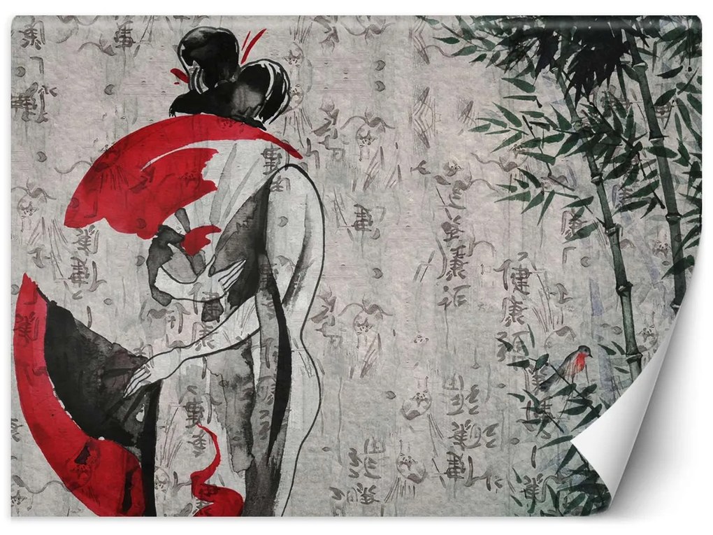 Gario Fotótapéta Japán gésa legyezovel, absztrakt Anyag: Vlies, Méret: 150 x 105 cm